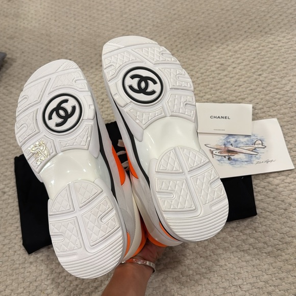 Brand New Chanel Orange High Top Sneakers - Picture 3 of 3